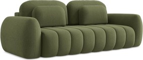 Canapea verde extensibilă/cu spațiu de depozitare cu tapițerie din țesătură bouclé 266 cm Pele – Makamii
