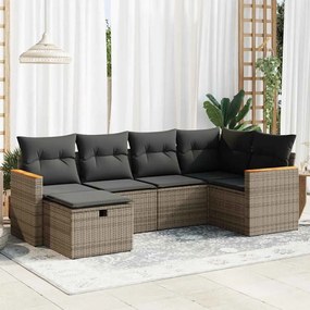 vidaXL Set mobilier grădină cu perne, 6 piese, gri, poliratan