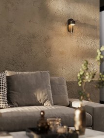 Aplica de perete LED metal negru si sticla Fusion