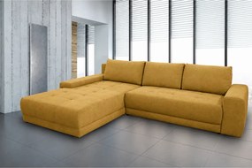 Coltar extensibil ADRIA, universal, stofa catifelata galben mustar - M