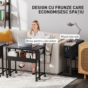 HOMCOM Birou Pliant 80cm Depozitare Negru | Aosom Romania