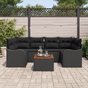 Set canapea grădină vidaXL cu perne Negru Ratan Poliester Acacia