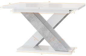 Masă de sufragerie Xalin (alb lucios + piatră) (pentru 4 până la 6 persoane). 1055284