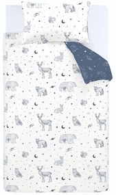 Lenjerie de pat pentru copii din flanelă pentru pat de o persoană 135x200 cm Starlight Animals – Bianca