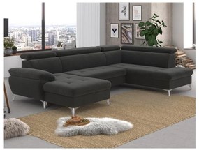 Canapea colțar extensibilă cu spațiu depozitare, model CATANIA, dreapta, grafit