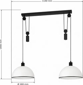BRILAGI - Lustră LED pe cablu RETRO GLASS 2xE27/40W/230V negru/alb
