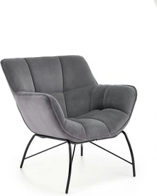 Scaun de relaxare modern BELTON, gri/negru, stofa catifelata/otel, 74x