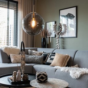 Lampă suspendată inteligentă din alamă cu sticlă fumurie 30 cm inclusiv WiFi ST64 - Ball