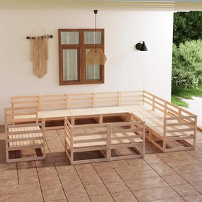 3075954 vidaXL Set mobilier de grădină, 12 piese, lemn masiv de pin