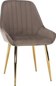 Scaun PERLIA, grej/auriu, metal/stofa catifelata, 56x62x89 cm