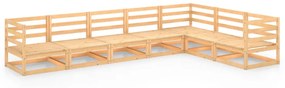 Set mobilier relaxare de gradina, 7 piese, lemn masiv de pin Maro, 1, nu