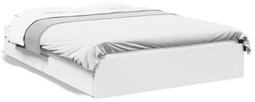 3280692 vidaXL Cadru de pat cu sertare, alb, 135x190 cm, lemn prelucrat