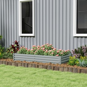 Outsunny Jardinieră de Exterior din Oțel cu Fund Deschis și Margini Întărite, 180x90x30 cm, Gri Argintiu | Aosom Romania
