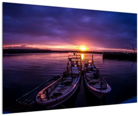 Tablou cu barci pescărești în port (90x60 cm)