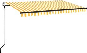 vidaXL Copertină retractabilă automat, galben și alb, 450x350 cm