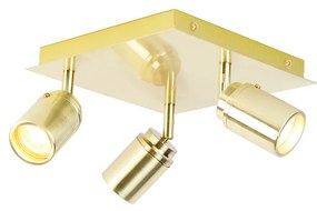 Spotlight modern pentru baie din alamă pătrat cu 3 lumini IP44 - Ducha