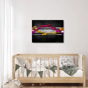 Tablou pe sticlă - Abstrac colorat, fundal negru (70x50 cm)