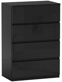 HOMCOM Comodă cu 4 sertare Comodă de stil modern pentru dormitor intrare living 55x34x80 cm Negru | Aosom Romania