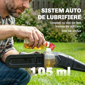 Outsunny Drujbă Telescopică pe Baterie, Drujbă Fără Fir 1,94m/2,56m cu Lubrifiere Automată, Viteză Lanț 6m/s, Pentru Tăierea Arborilor și Crengilor, Fără Baterie | Aosom Romania