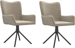 vidaXL Scaune rotative de bucătărie, 2 buc., gri deschis, catifea