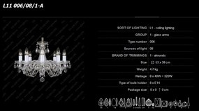 Lustra 8 brate cristal Bohemia L11 006/08/1-A