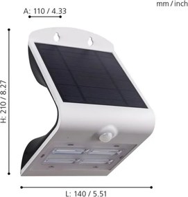 Eglo 98757 LAMOZZO - Lampă solară LED cu senzor, 3,2 W, 3,7 V, 2000 mAh, IP54