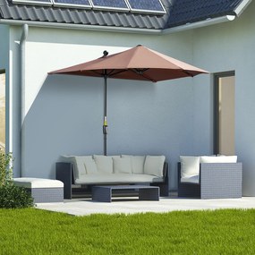 Outsunny Umbrelă de Terasă 200x190x240 cm cu Manivelă, Stâlp din Oțel și Bază în Formă de Cruce Anti-UV pentru Terasă și Balcon, Gri | Aosom Romania
