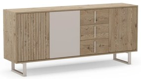 Comodă gri/în culoare naturală joasă cu aspect de lemn de stejar 180x80 cm Millay – Marckeric