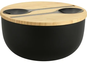 Kesper 58470 Salatieră cu tacâmuri și capac dinbambus 24 cm, negru