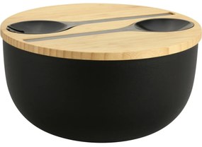 Kesper 58470 Salatieră cu tacâmuri și capac dinbambus 24 cm, negru