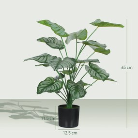 HOMCOM Set de 2 plante artificiale interioare 65 cm, arbore artificial cu ghiveci din plastic și floxare, verde | Aosom Romania