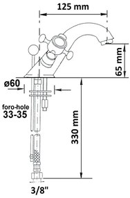 Sapho - Baterie pentru lavoar ANTEA cu ventil pop-up, aurie