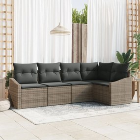 vidaXL Set de canapele pentru grădină 5 pcs Gri Rattan poli