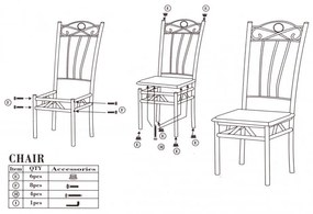 Set masa cu 4 scaune, FUR-101-1LS, masa 120x67x75 cm, bej