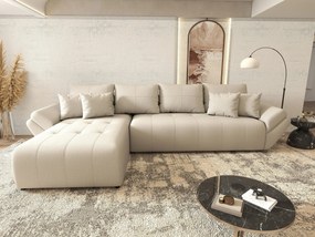 Colțar extensibil dumonde cu ladă de depozitare si sezut confortabil din spuma high-density, Berlin XL Enjoy Beige 350x185 cm