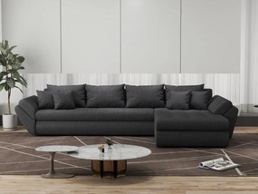 Colțar extensibil dumonde cu ladă de depozitare si sezut confortabil din spuma high-density, Loana XL Enjoy Grafit II 335x185 cm