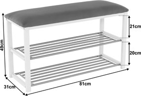 Bancă cu rafturi pantofi, gri/alb, LANGELLA NEW