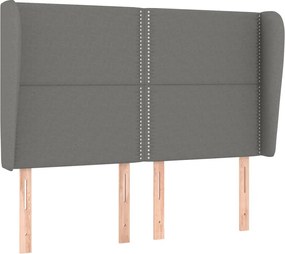 vidaXL Tăblie de pat cu aripioare gri închis 147x23x118/128 cm textil