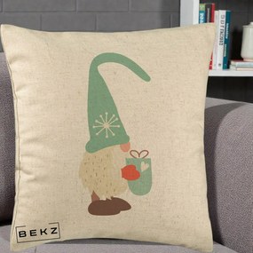 Perna Decorativa Gnom Nordic cu Cana Calda Menta, 40x40 cm, Bej, Husa Detasabila, Perna Inclusa, BEKZ®
