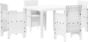 vidaXL Set de masă pentru grădină 5 pcs Alb Polipropilenă