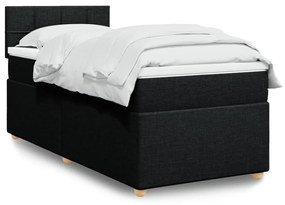 vidaXL Pat box spring cu saltea, negru, 80x200 cm, textil