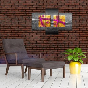 Tablou - Pătratr colorate pe fond negru (90x60 cm)