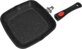 Resigilat: Tigaie grill cu capac si maner detasabil Kinghoff KH 1511, 28 cm, Acoperire marmorată, Inductie, Negru