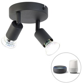 Spot inteligent negru inclinabil rotund inclusiv 2 Wifi GU10 - Jeany
