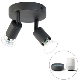 Spot inteligent negru inclinabil rotund inclusiv 2 Wifi GU10 - Jeany