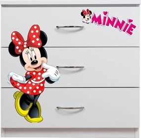 Comoda 3 sertare Minnie alb