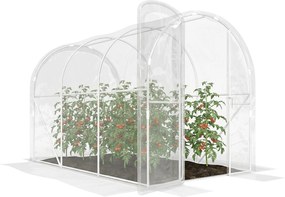 Outsunny Seră tunel de grădină 3 x 2 x 2 m 6 m² cu ușă pe balamale, prelată PE 150 g/m² pentru Legume, Plante, Flori | Aosom Romania