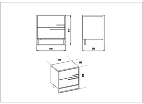 Noptieră POLKA 51,8x50 cm aurie/albă