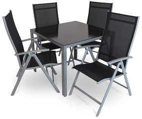 Set de gradina Alvero 2, patrat - 4 locuri, negru/gri