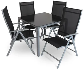 Set de gradina Alvero 2, patrat - 4 locuri, negru/gri